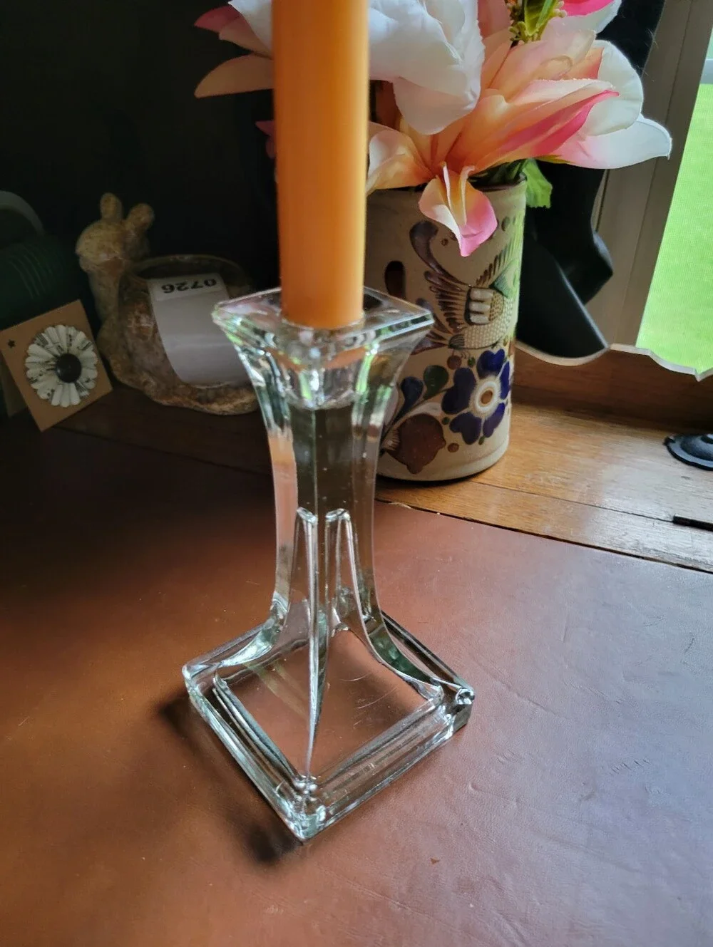 Pressed Clear Glass Candlestick